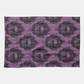 Linge De Cuisine Crâne victorienne violet et noir Motif Halloween (Horizontal)