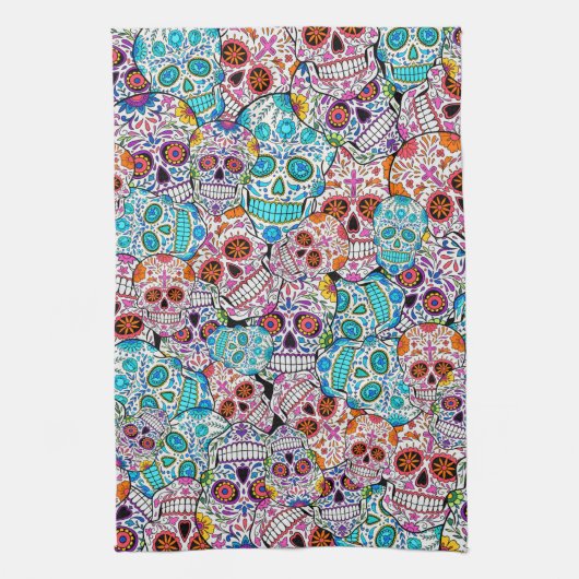 Linge De Cuisine Crânes à fleurs (Vertical)