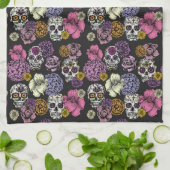 Linge De Cuisine Crânes à sucre florales Dia de los Muertos (Plié)