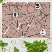 Linge De Cuisine Crânes d'Halloween branchés, os et Web (Plié)