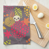 Linge De Cuisine Crânes et fleurs (Quart Plié)