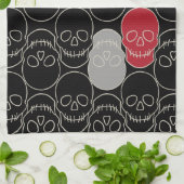 Linge De Cuisine Crânes - Noir de chauve-souris et Blanc d'os (Plié)