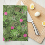 Linge De Cuisine Crânes punks Girly sur l'arrière - plan de Camo de (Quart Plié)