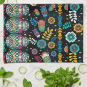 Linge De Cuisine Crânes tribaux des Boho : motif coloré. (Plié)