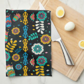 Linge De Cuisine Crânes tribaux des Boho : motif coloré. (Quart Plié)