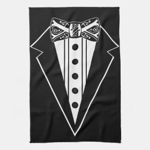 Linge De Cuisine Cravate Bow noir et blanc avec Tux