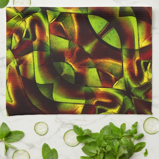 Linge De Cuisine Cravates déformés de rubans verts brûlés (Plié)