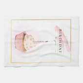 Linge De Cuisine Crayon élégant Art rose Cupcake d'anniversaire (Horizontal)