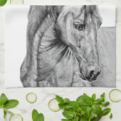 Linge De Cuisine Crayon graphique de l'art du cheval dessin noir et (Plié)