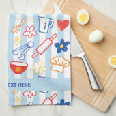 Linge De Cuisine Crayon Kitchen Doodle Retro Cooking Pattern (Quart Plié)