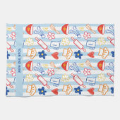 Linge De Cuisine Crayon Kitchen Doodle Retro Cooking Pattern (Horizontal)