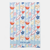 Linge De Cuisine Crayon Kitchen Doodle Retro Cooking Pattern (Vertical)