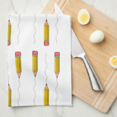 Linge De Cuisine Crayon sur blanc (Quart Plié)