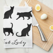 Linge De Cuisine Crazy Chat Lady Black Cat Silhouettes (Quart Plié)