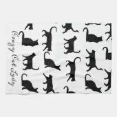 Linge De Cuisine Crazy Chat Lady Black Cat Silhouettes (Horizontal)