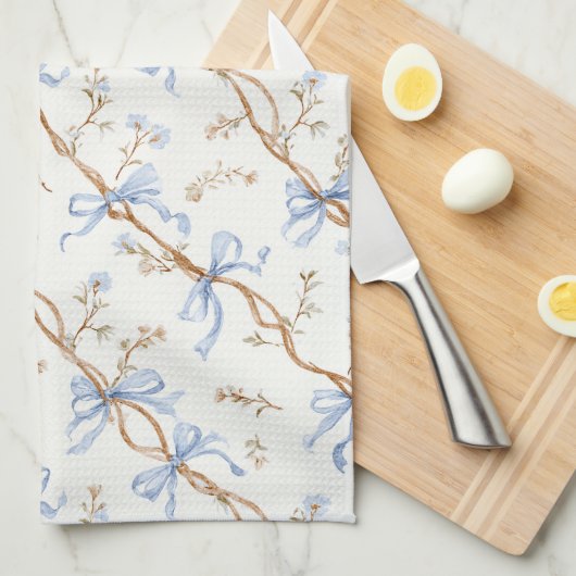 Linge De Cuisine Cream Blue Bows (Quart Plié)
