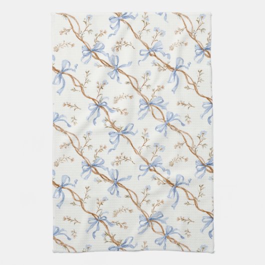 Linge De Cuisine Cream Blue Bows (Vertical)