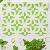 Linge De Cuisine Cream green geometric tile pattern mosaic 70 s (Plié)