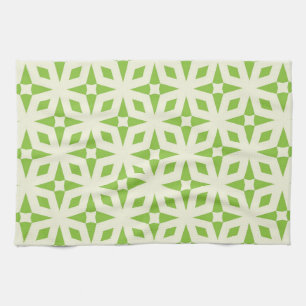 Linge De Cuisine Cream green geometric tile pattern mosaic 70 s