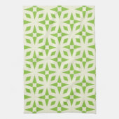 Linge De Cuisine Cream green geometric tile pattern mosaic 70 s (Vertical)