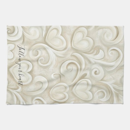 Linge De Cuisine Cream Hearts (Horizontal)