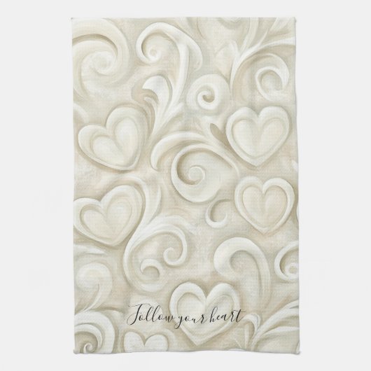 Linge De Cuisine Cream Hearts (Vertical)