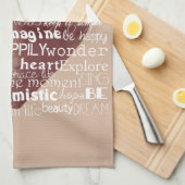 Linge De Cuisine Cream Inspirational Love Joy Red Heart (Quart Plié)