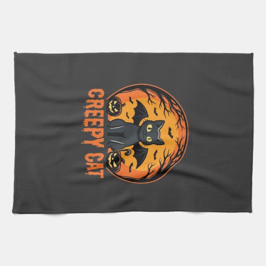Linge De Cuisine Création graphique de chat effrayant Halloween cha (Horizontal)