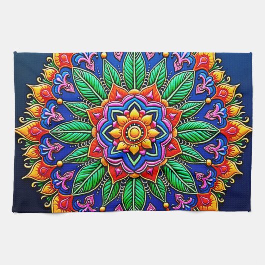 Linge De Cuisine Création vibrante de mandalas (Horizontal)