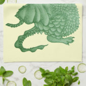Linge De Cuisine créature imaginaire mythique dragon vert mignon (Plié)
