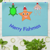 Linge De Cuisine Créatures de la mer de Noël (Plié)