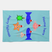 Linge De Cuisine Créatures de la mer de Noël (Horizontal)