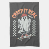 Linge De Cuisine Creep It Real Retro Halloween patinage fantôme (Vertical)