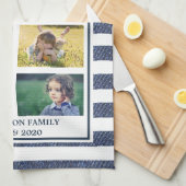 Linge De Cuisine Créez votre propre collage photo de famille rayé (Quart Plié)