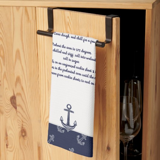 Linge De Cuisine Créez votre propre recette Keepsaké Marine Ancre b (Pliage en tiers)