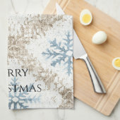 Linge De Cuisine Crème bleue Snowflakes Noël (Quart Plié)