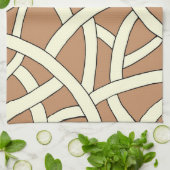 Linge De Cuisine Crème Brown à motif rayé (Plié)