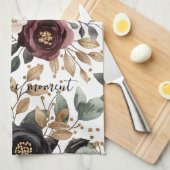 Linge De Cuisine Crème de Bourgogne Fleur Noir (Quart Plié)