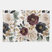 Linge De Cuisine Crème de Bourgogne Floral Noir (Horizontal)