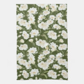 Linge De Cuisine Crème et floral olive (Vertical)
