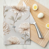 Linge De Cuisine Crème florale marron cacao (Quart Plié)