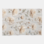 Linge De Cuisine Crème florale marron cacao (Horizontal)