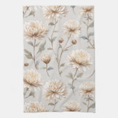 Linge De Cuisine Crème florale marron cacao (Vertical)