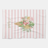 Linge De Cuisine Crème glacée, Fruit Feuille tropical, Grès roses (Horizontal)