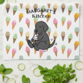 Linge De Cuisine Crème glacée Licking Black Lab personnalisée (Plié)