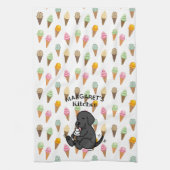 Linge De Cuisine Crème glacée Licking Black Lab personnalisée (Vertical)