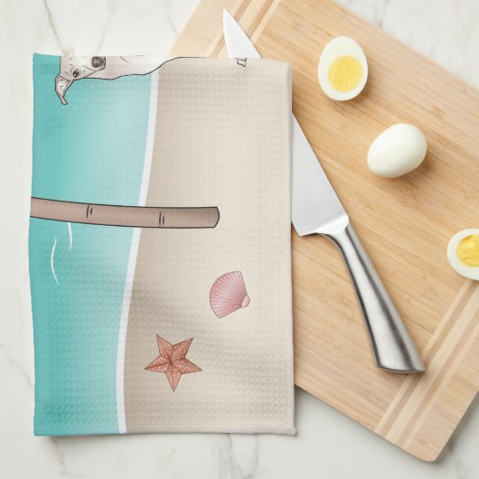 Linge De Cuisine Crème Greyhound Italien À Tropical Summer Beach (Quart Plié)