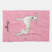 Linge De Cuisine Crème Italien Greyhound Chien Cute Sur Coeur Rose (Horizontal)