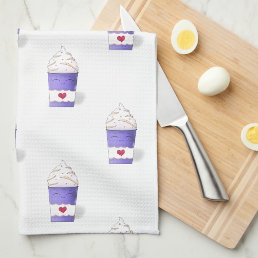Linge De Cuisine Crème latte et écaillée (violet) (Quart Plié)