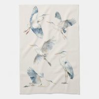 Crème Motif Grace Flying Blue Herons